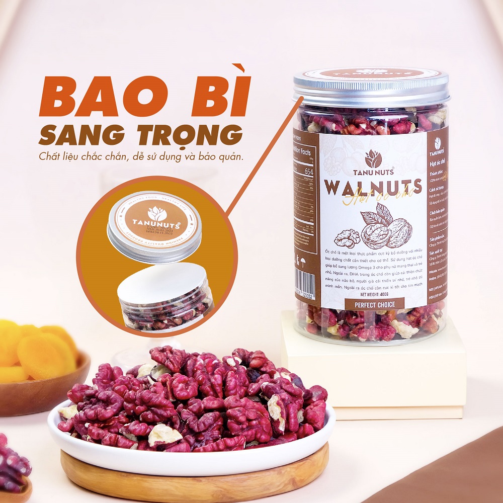 Nhân óc chó đỏ TANU NUTS, hạt óc chó tách vỏ Mỹ, hạt ngũ cốc dinh dưỡng tốt cho bà bầu, cho bé