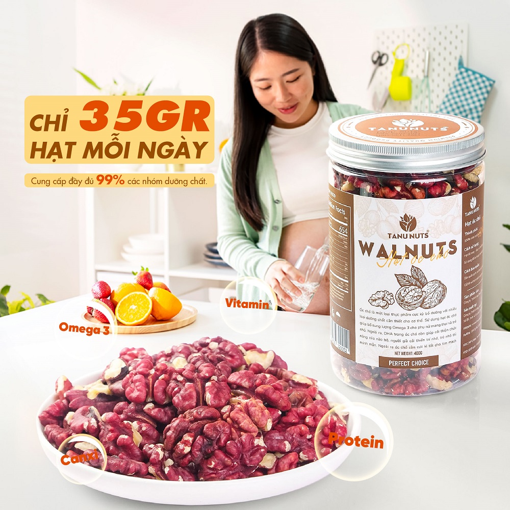 Nhân óc chó đỏ TANU NUTS, hạt óc chó tách vỏ Mỹ, hạt ngũ cốc dinh dưỡng tốt cho bà bầu, cho bé