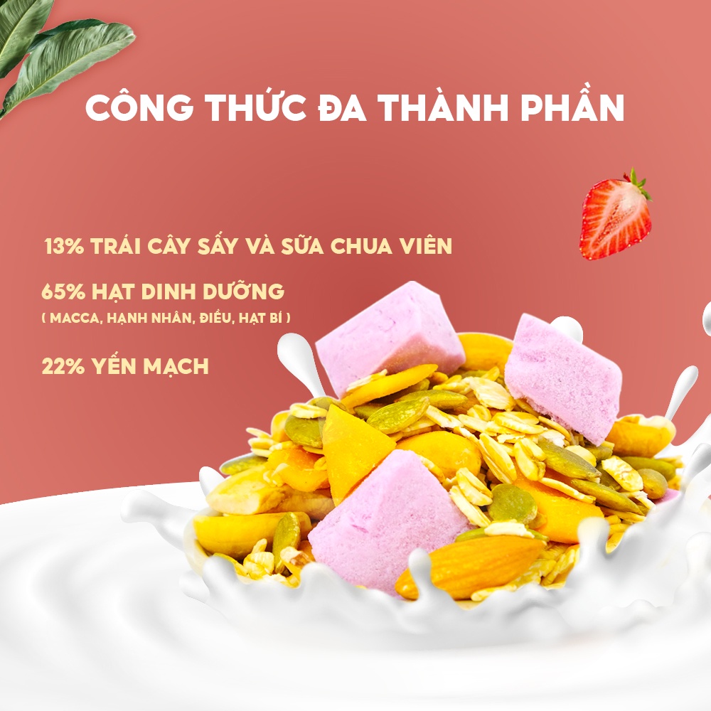 Ngũ cốc sữa chua sấy khô TANU NUTS túi 500g, granola ăn kiêng mix các loại hạt dinh dưỡng giảm cân.