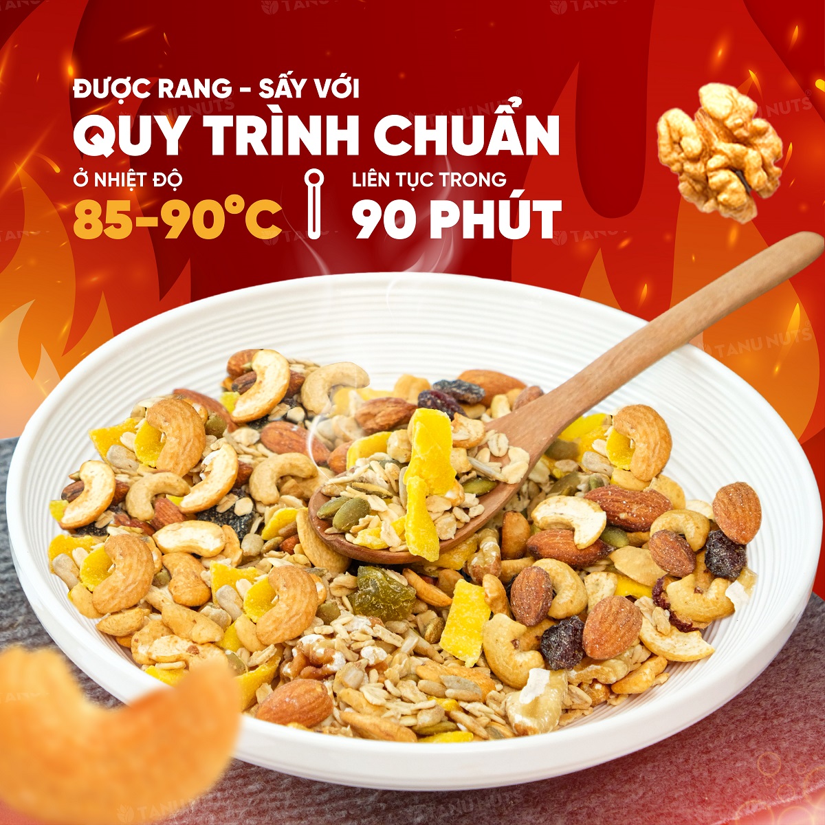 Granola siêu hạt 15% yến mạch TANU NUTS, hạt ngũ cốc granola ăn kiêng giảm cân không đường tốt cho gym, yoga hũ 500g