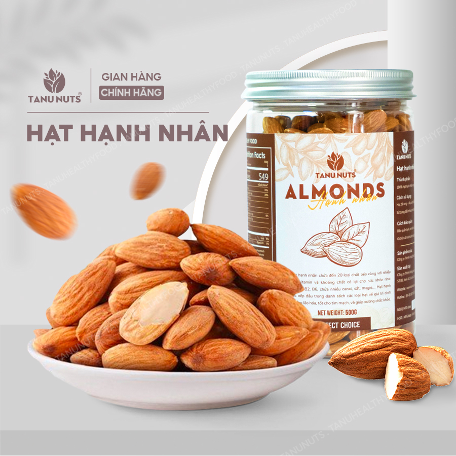 Hạt hạnh nhân sấy chín TANU NUTS, hạnh nhân rang Mỹ hạt ngũ cốc dinh dưỡng tốt cho bà bầu