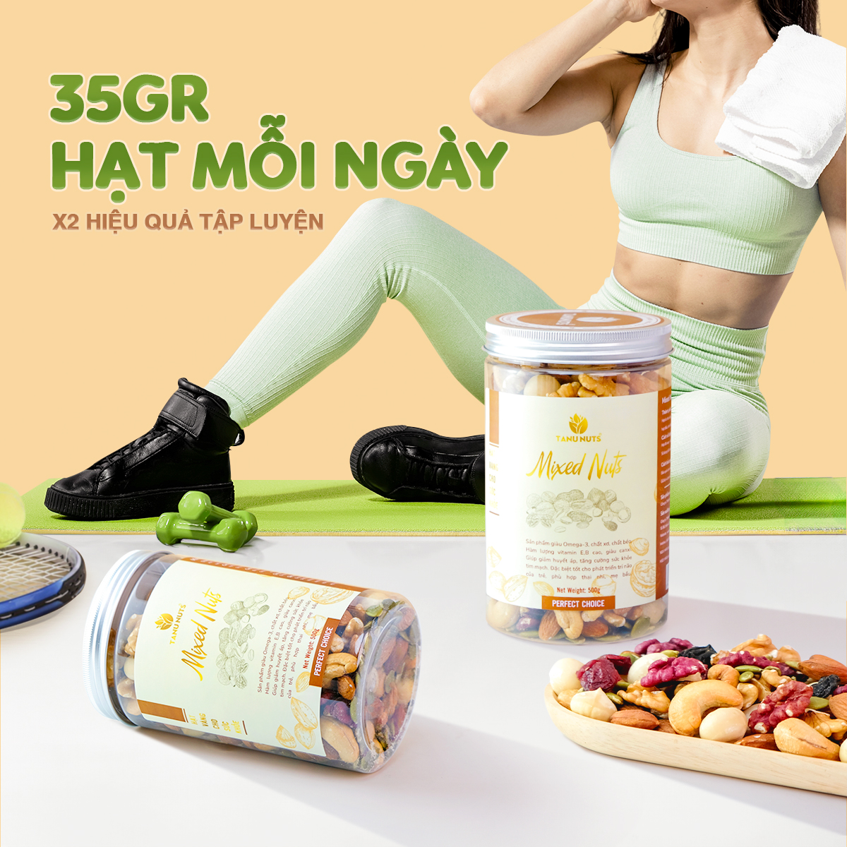 Hạt dinh dưỡng mix 8 loại TANU NUTS, ngũ cốc granola siêu hạt ăn kiêng giảm cân, ngũ cốc bà bầu