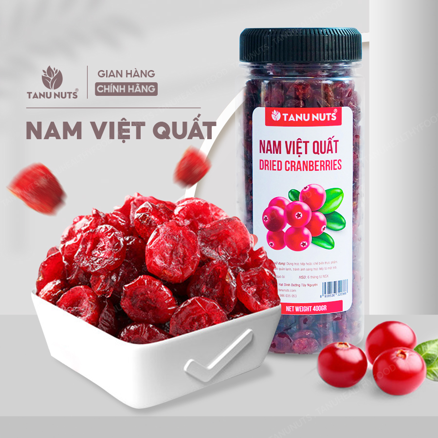 Nam việt quất sấy khô TANU NUTS, nam việt quất không đường Mỹ ăn kiêng, giảm cân