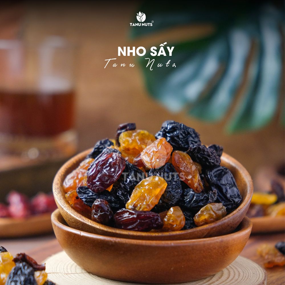 Nho khô Raisins 3 màu TANU NUTS, nho khô không đường Chile sấy chua ngọt