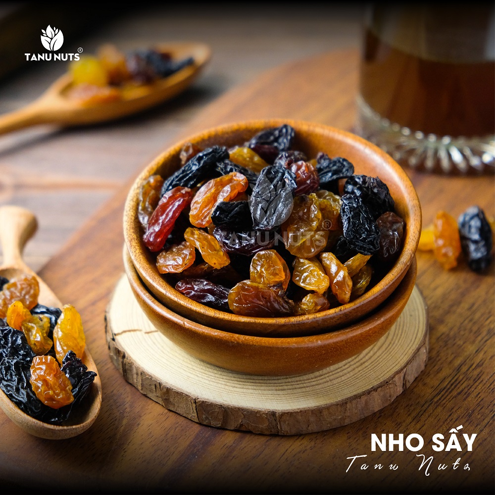 Nho khô Raisins 3 màu TANU NUTS, nho khô không đường Chile sấy chua ngọt