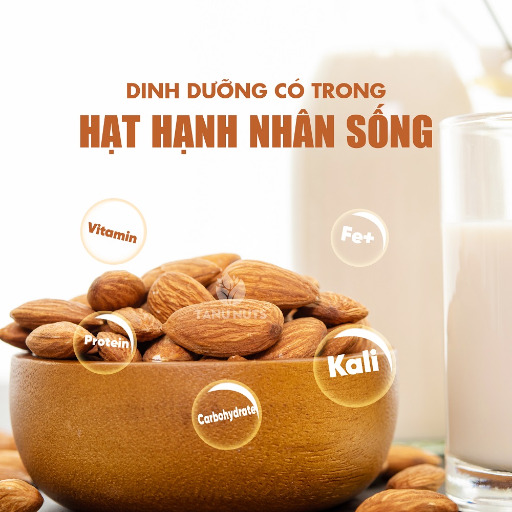 Hạt hạnh nhân sống TANU NUTS túi 500g, hạnh nhân Úc, hạt làm sữa, nấu ăn, tốt cho bà bầu, bé.