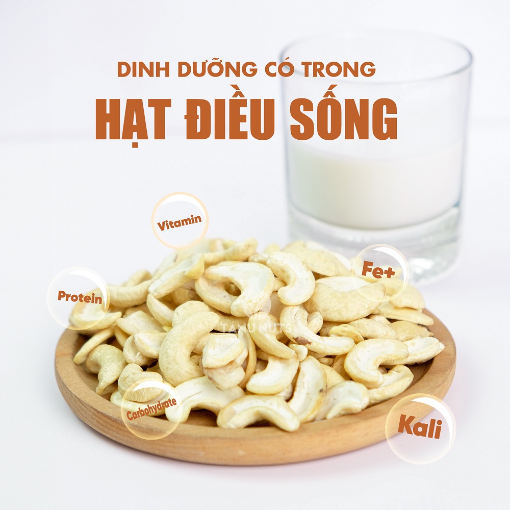 Hạt điều tươi TANU NUTS túi 500g, điều hạt bể đôi Bình Phước, hạt làm sữa, nấu ăn tốt cho bà bầu, bé.