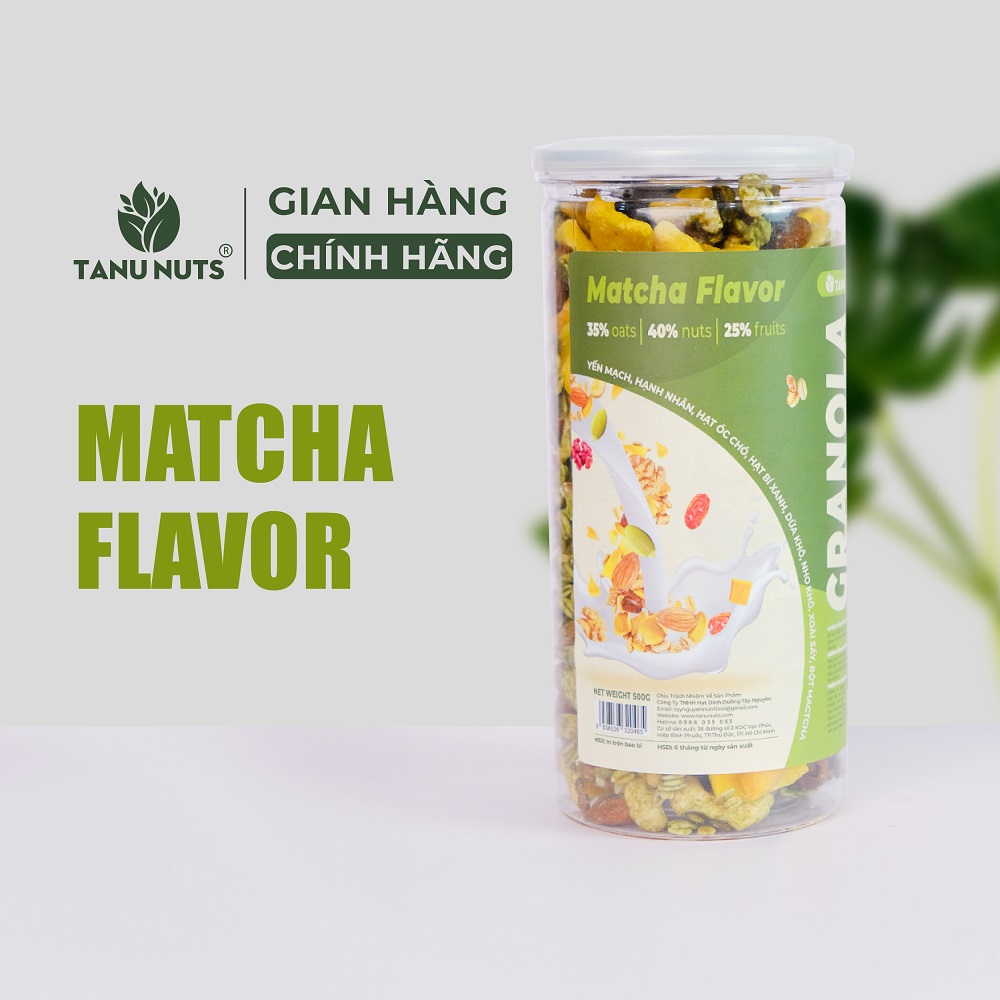 Granola siêu hạt TANU NUST 35% yến mạch, ngũ cốc granola ăn kiêng dinh dưỡng giảm cân gym yoga hũ 500g