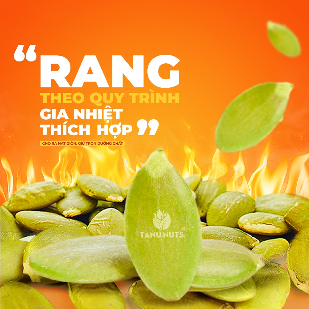 Hạt bí xanh rang chín TANU NUTS, hạt bí xanh tách vỏ Ấn Độ sấy giòn nguyên vị