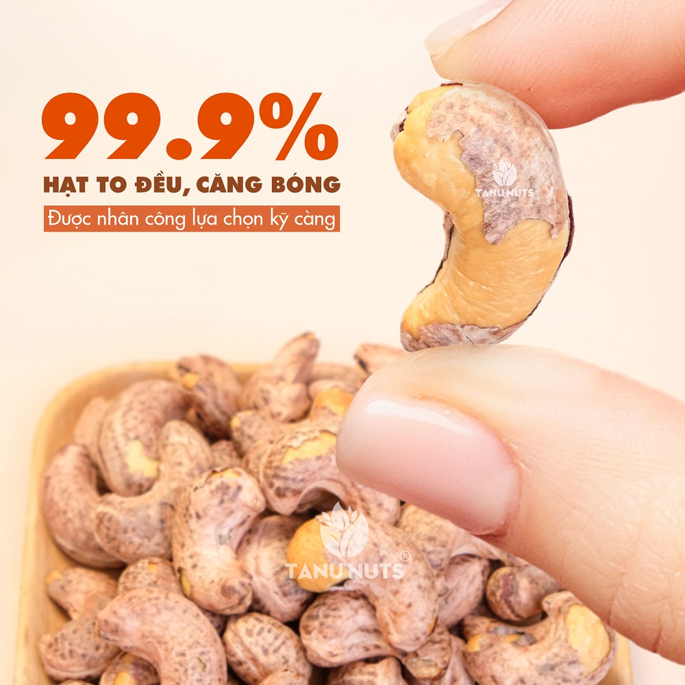 Hạt điều rang muối nguyên hạt TANU NUTS, hạt điều rang muối Bình Phước thơm ngon