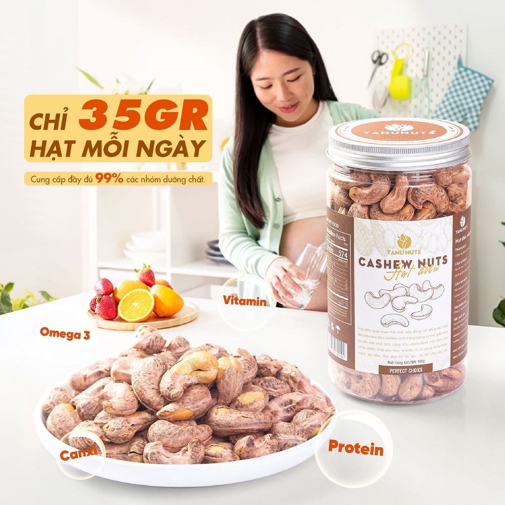 Hạt điều rang muối nguyên hạt TANU NUTS, hạt điều rang muối Bình Phước thơm ngon