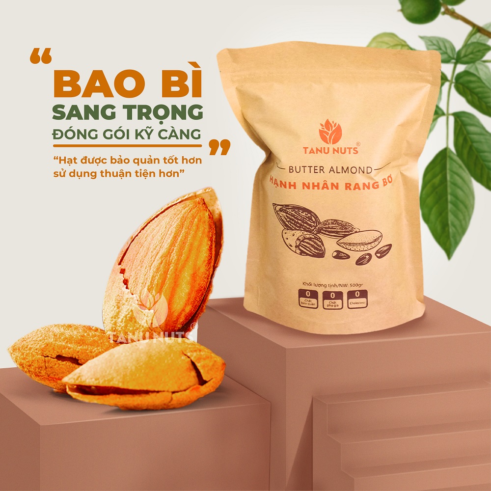 Hạnh nhân rang bơ TANU NUTS, hạt hạnh nhân Mỹ vỏ mỏng, hạnh nhân mật ong