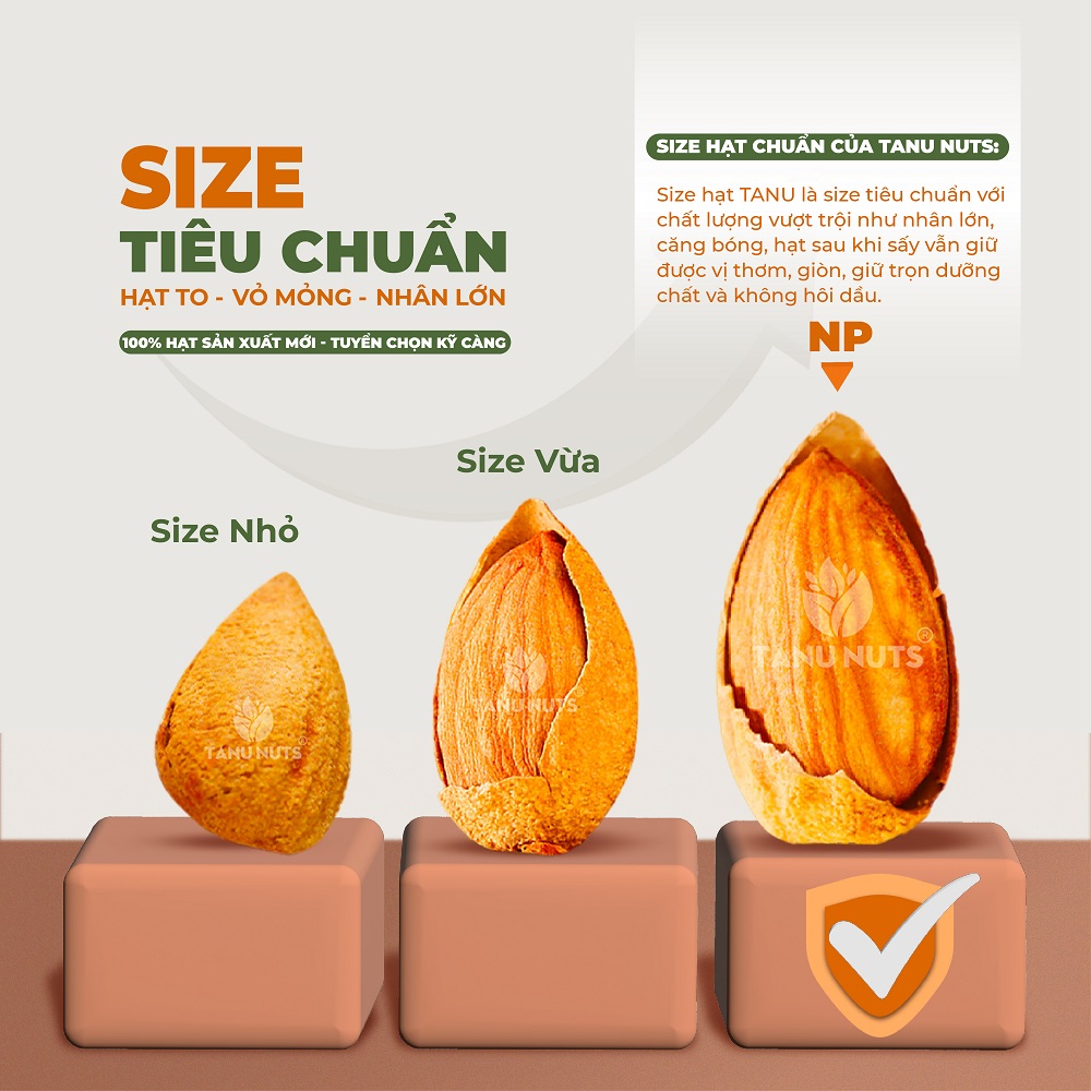 Hạnh nhân rang bơ TANU NUTS, hạt hạnh nhân Mỹ vỏ mỏng, hạnh nhân mật ong