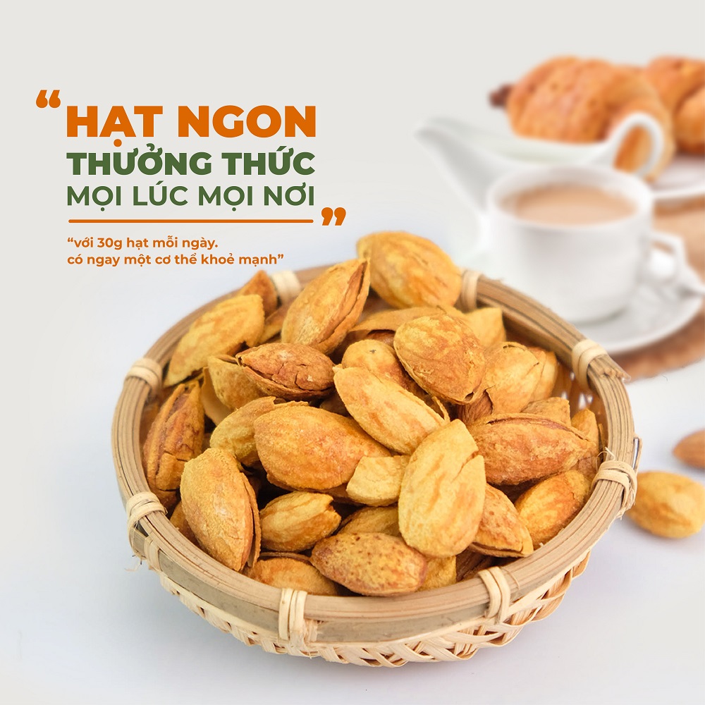 Hạnh nhân rang bơ TANU NUTS, hạt hạnh nhân Mỹ vỏ mỏng, hạnh nhân mật ong