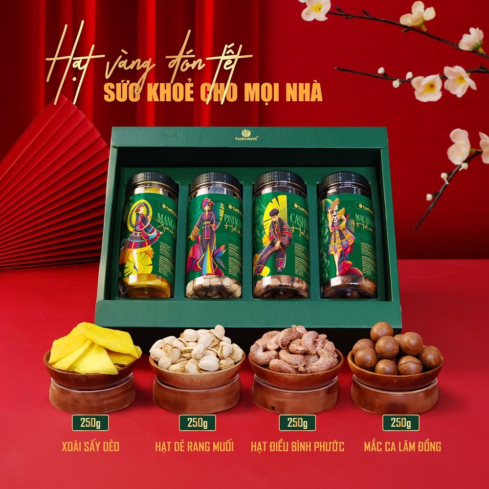 Hộp quà Nam Quốc Hưng Khởi TANU NUTS, set hạt dinh dưỡng sang trọng, Snack Food, quà mang đi biếu tặng Ăn Vặt Thức Ăn, hộp quà Tết, quà tặng doanh nghiệp