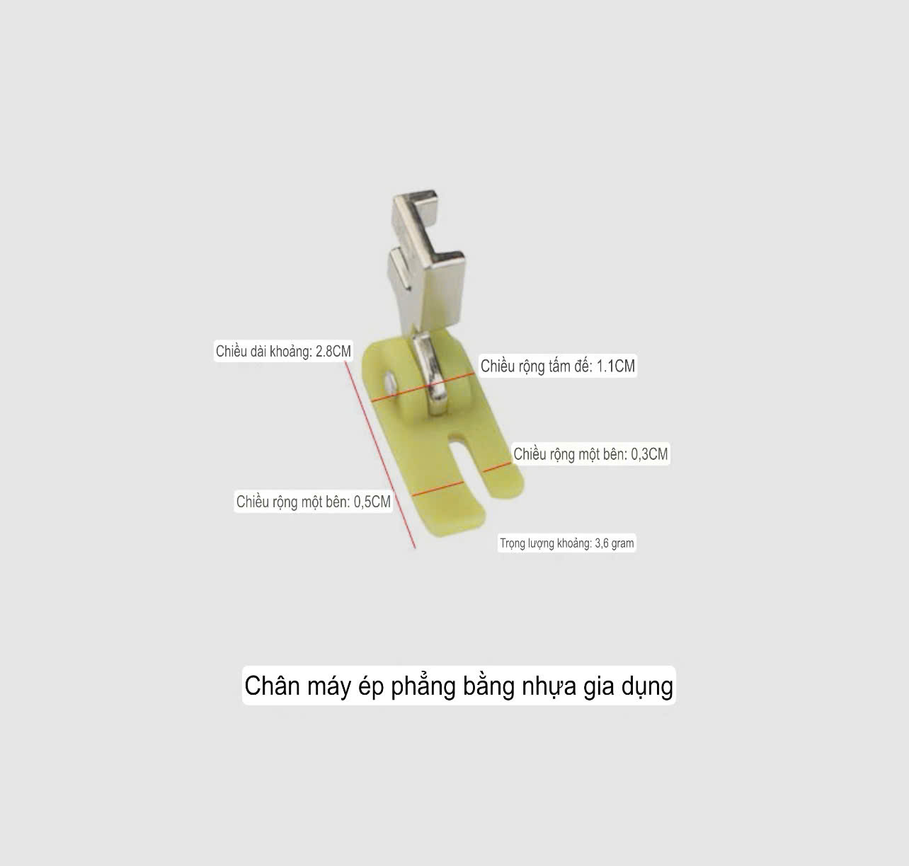 Chân vịt NHỰA 2 DA MÁY GIA ĐÌNH dùng để may vải thun,vải có bề mặt bóng láng, vải voan, vải mỏng (GÍA 1 CÁI)