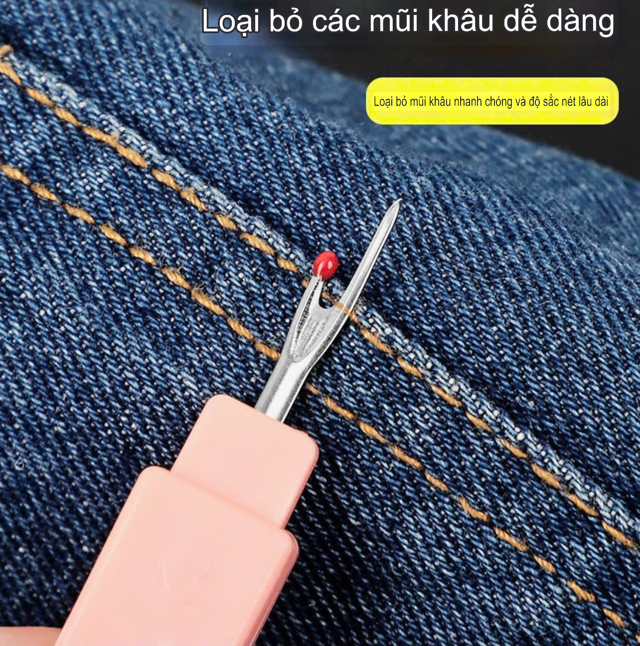 Dụng cụ xỏ kim và tháo chỉ rọc rạch khuyết 2 ĐẦU có nắp đậy tiện dụng (GIÁ 1 CÁI)