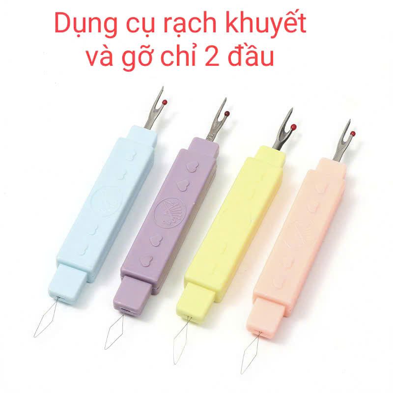 Dụng cụ xỏ kim và tháo chỉ rọc rạch khuyết 2 ĐẦU có nắp đậy tiện dụng (GIÁ 1 CÁI)