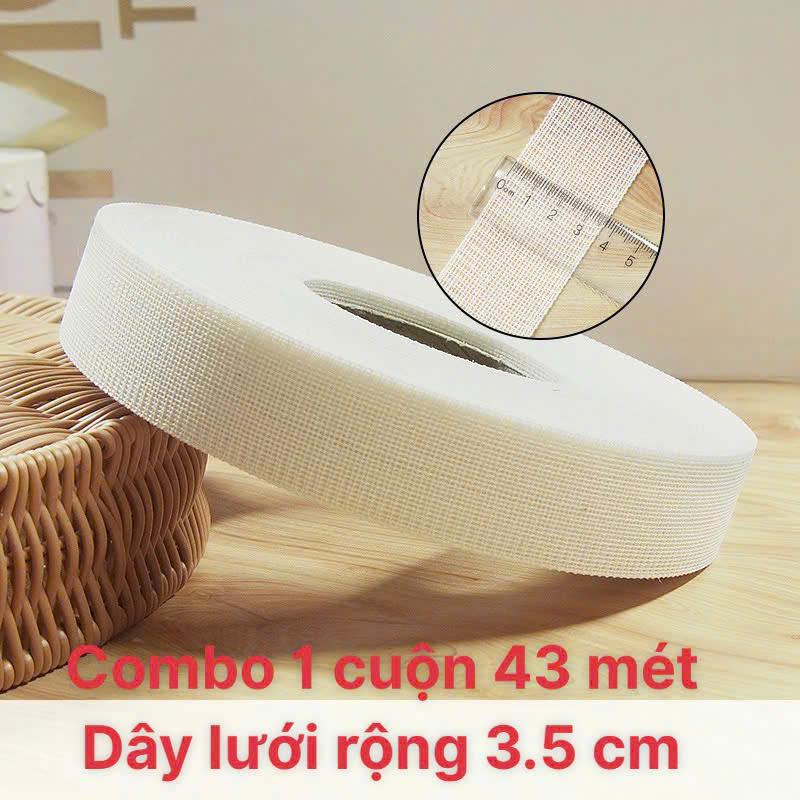 Dây lưới, dây viền (COMBO 1 CUỘN 43 Mét) rộng 3.5cm hỗ trợ may cuốn lai, cuốn tà áo, cuốn may lai siêu đẹp trong may măc