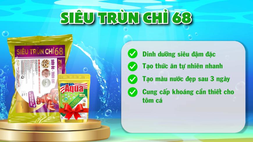 Siêu Trùn Chỉ 68 - dinh dưỡng siêu đậm, tạo màu nước đẹp sau 24h
