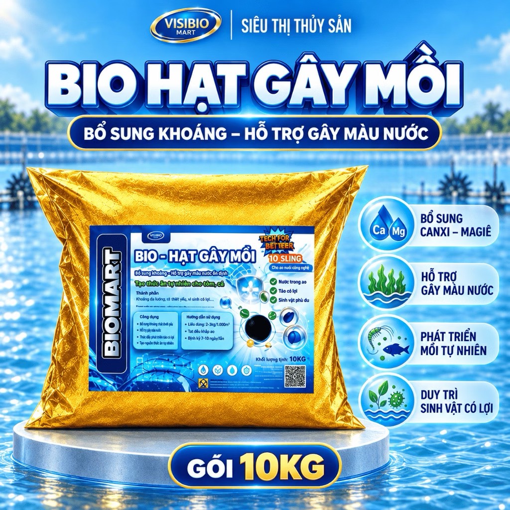 COMBO 1 BAO BIO HẠT GÂY MỒI 10KG - TẶNG 2 BIO KHOÁNG SIÊU ĐẠM 1KG