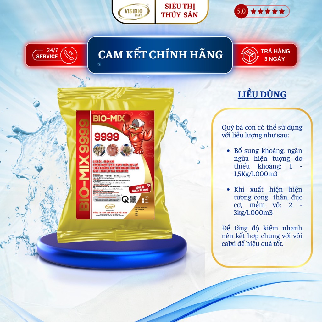 BIOMIX 9999  BAO 10KG - KHOÁNG TẠT CHO TÔM, TĂNG KIỀM, CỨNG VỎ NHANH, KHẮC PHỤC HIỆN TƯỢNG TÔM MỀM VỎ, KHÓ LỘT