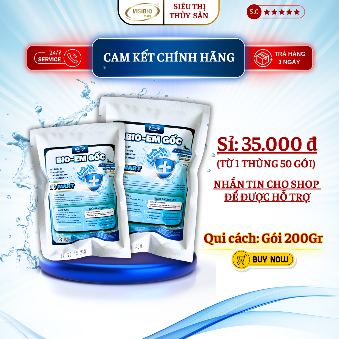 BIO EM GỐC - BIO MART - GÓI BỘT 200GR - MEN VI SINH CÔ ĐẶC, SINH KHỐI LỚN, TIẾT KIỆM CHI PHÍ XỬ LÝ NƯỚC HIỆU QUẢ.