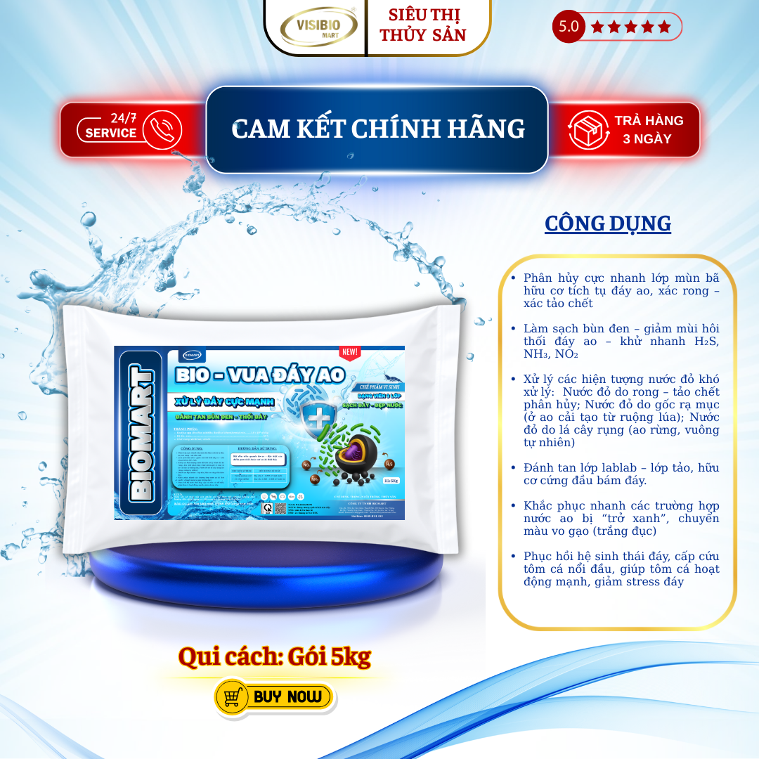 BIO VUA ĐÁY AO - BIOMART- VI SINH VIÊN, XỬ LÝ ĐÁY GÓI 5KG