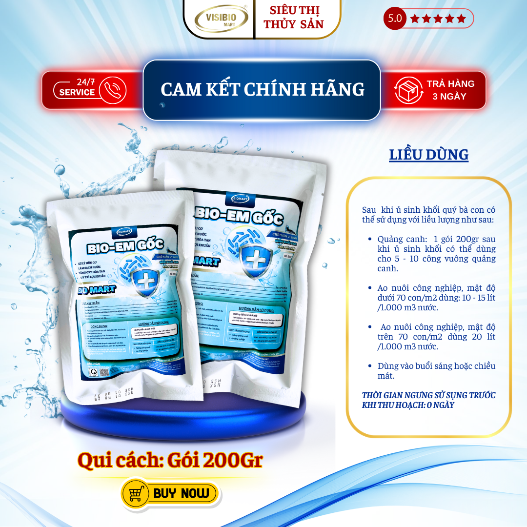 BIO EM GỐC - BIO MART - GÓI BỘT 200GR - MEN VI SINH CÔ ĐẶC, SINH KHỐI LỚN, TIẾT KIỆM CHI PHÍ XỬ LÝ NƯỚC HIỆU QUẢ.