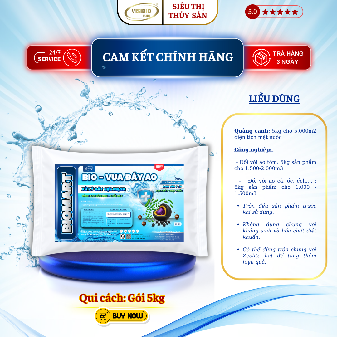 BIO VUA ĐÁY AO - BIOMART- VI SINH VIÊN, XỬ LÝ ĐÁY GÓI 5KG