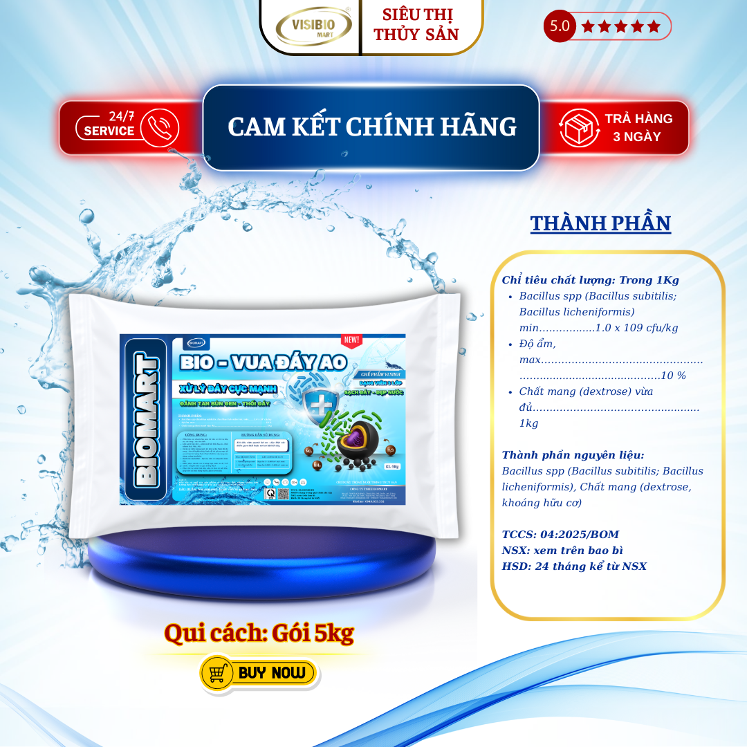 BIO VUA ĐÁY AO - BIOMART- VI SINH VIÊN, XỬ LÝ ĐÁY GÓI 5KG