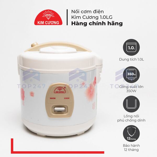 Nồi cơm điện Kim Cương 1 Lít nắp gài chống dính