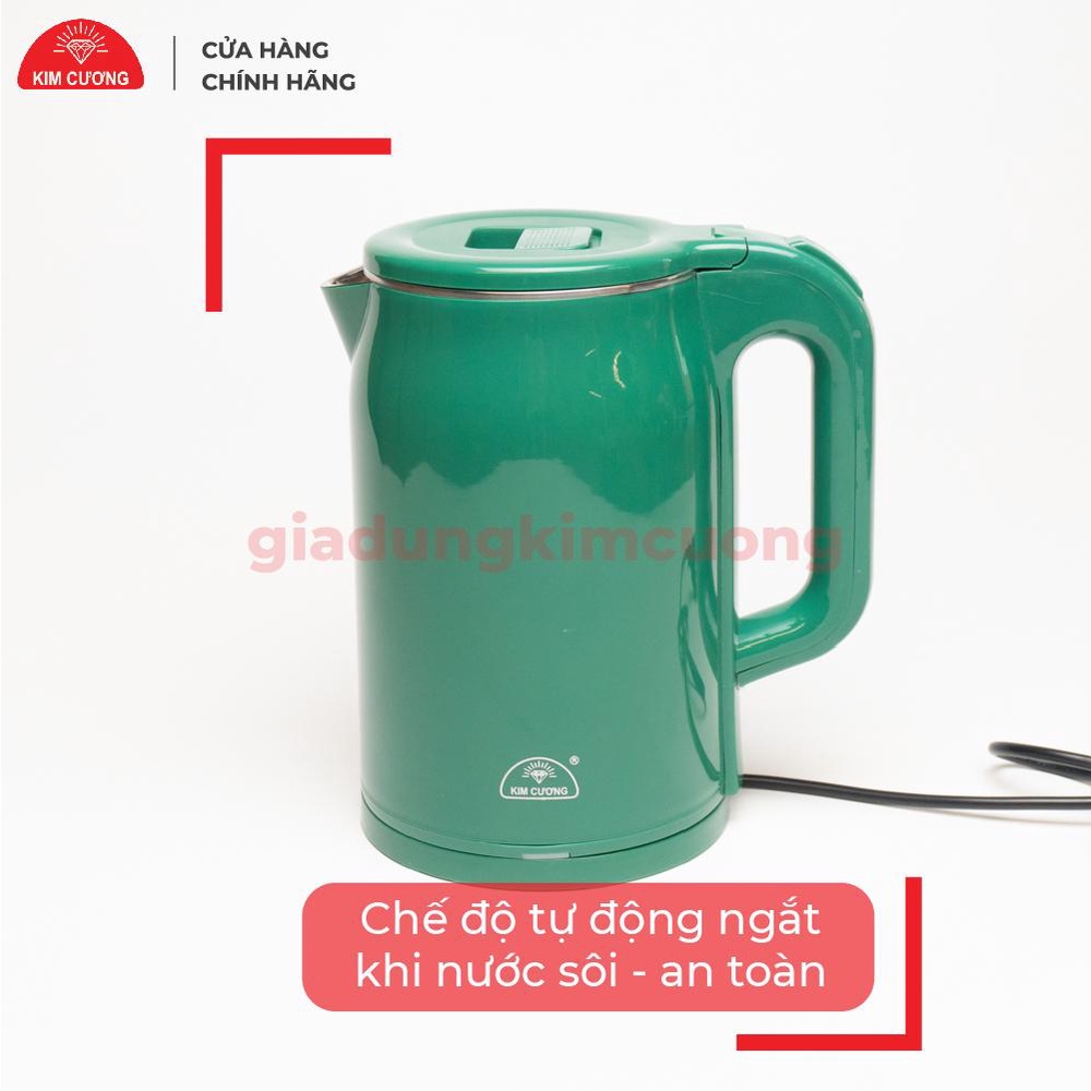 Ấm Đun Siêu Tốc 2 Lớp 1.8 Lít Kim Cương [Bảo Hành Chính Hãng 12 Tháng]
