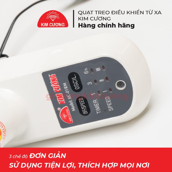 Quạt Treo Tường Remote Kim Cương - Điều Khiển Từ Xa [Bảo Hành Chính Hãng 12 Tháng]