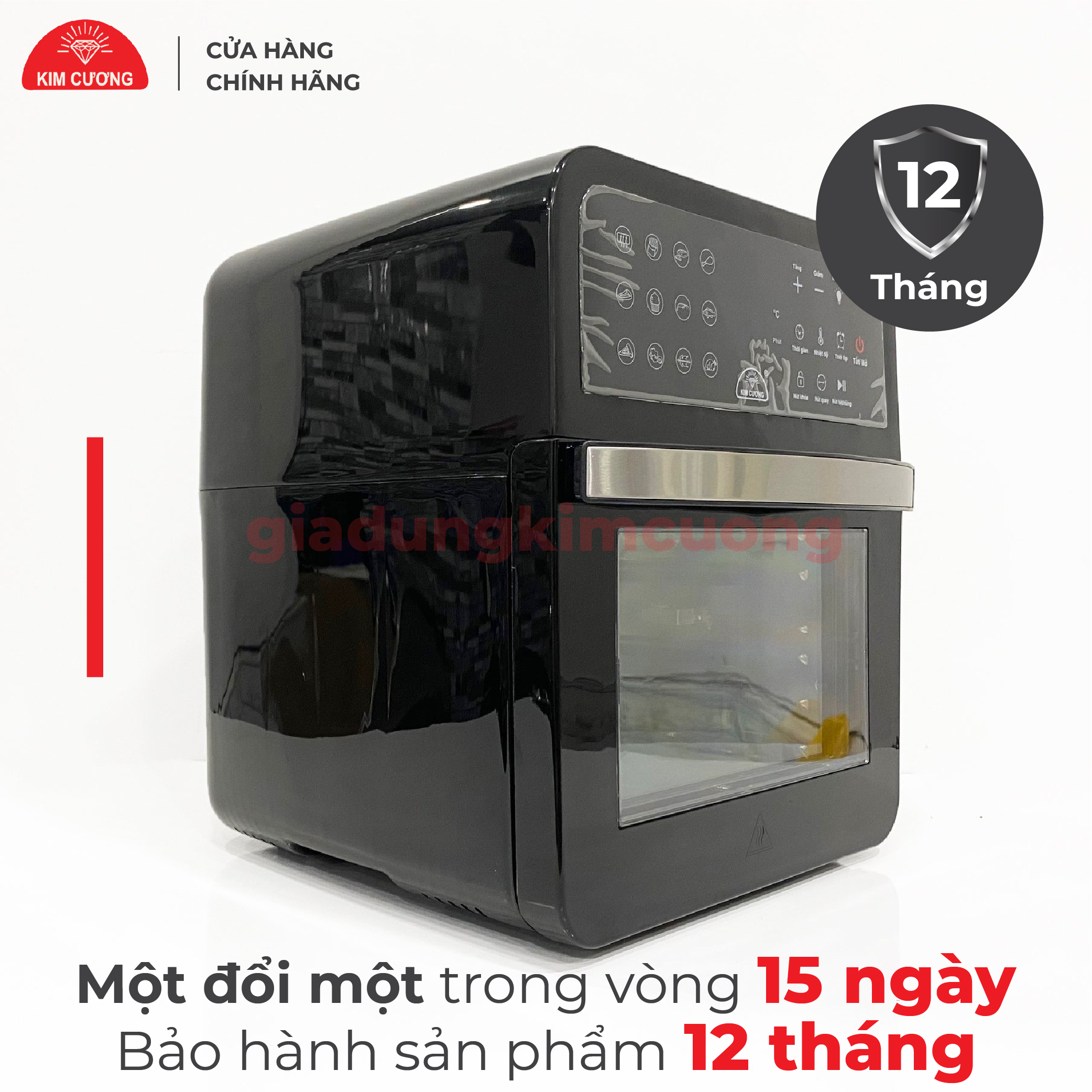 Nồi Chiên Không Dầu Kim Cương - Dung Tích 12 Lít [Bảo Hành Chính Hãng 1 Đổi 1]