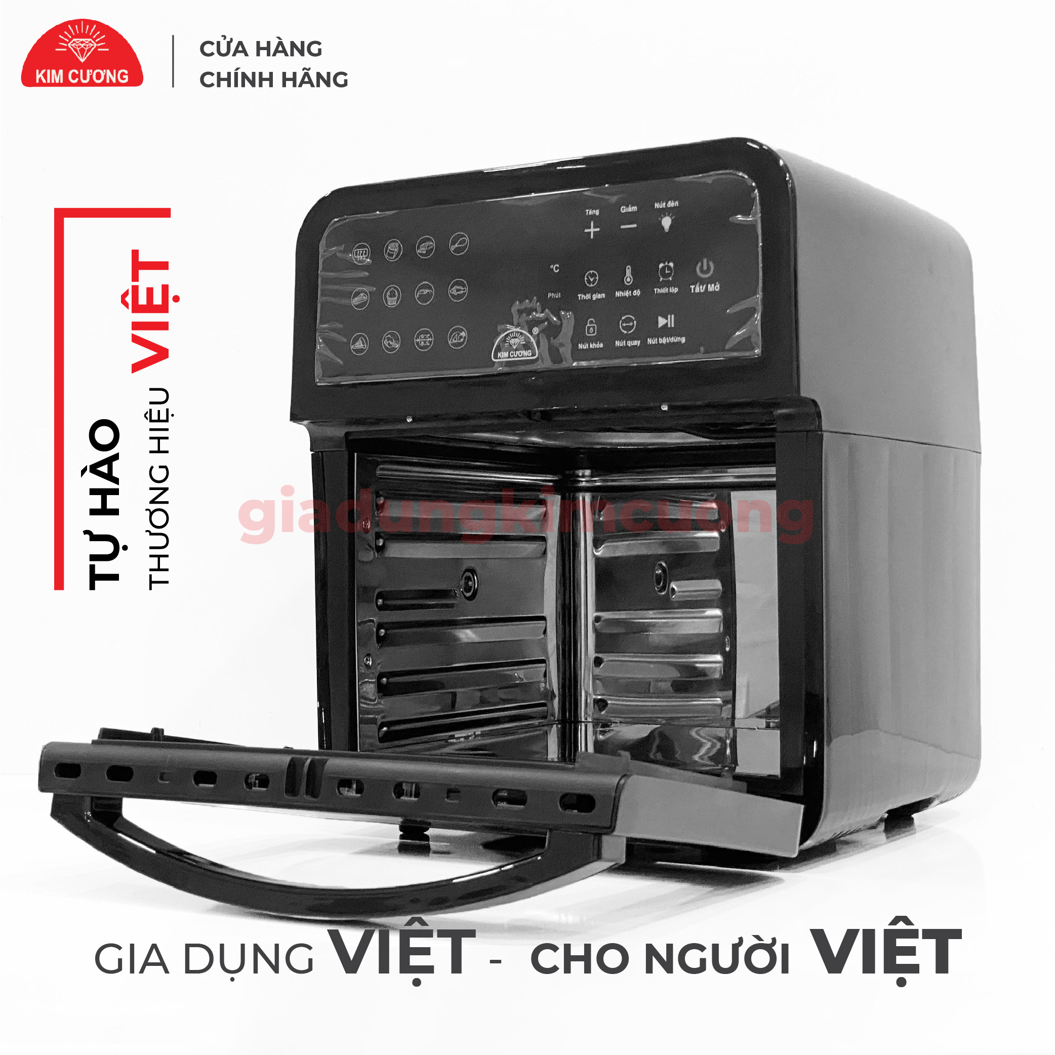 Nồi Chiên Không Dầu Kim Cương - Dung Tích 12 Lít [Bảo Hành Chính Hãng 1 Đổi 1]
