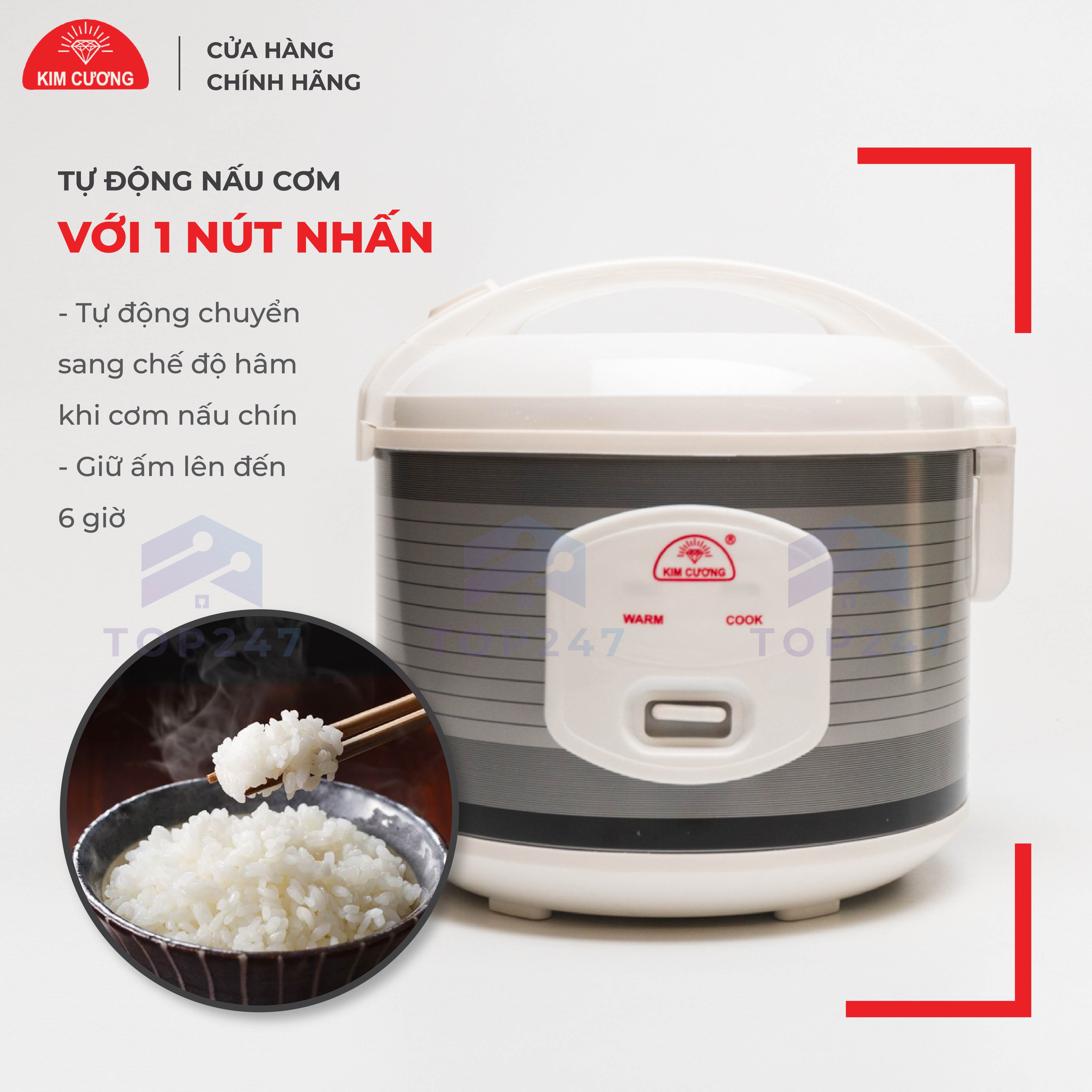 Nồi Cơm Điện Kim Cương - Nắp Gài Chống Dính 1.2 Lít [Chính Hãng]