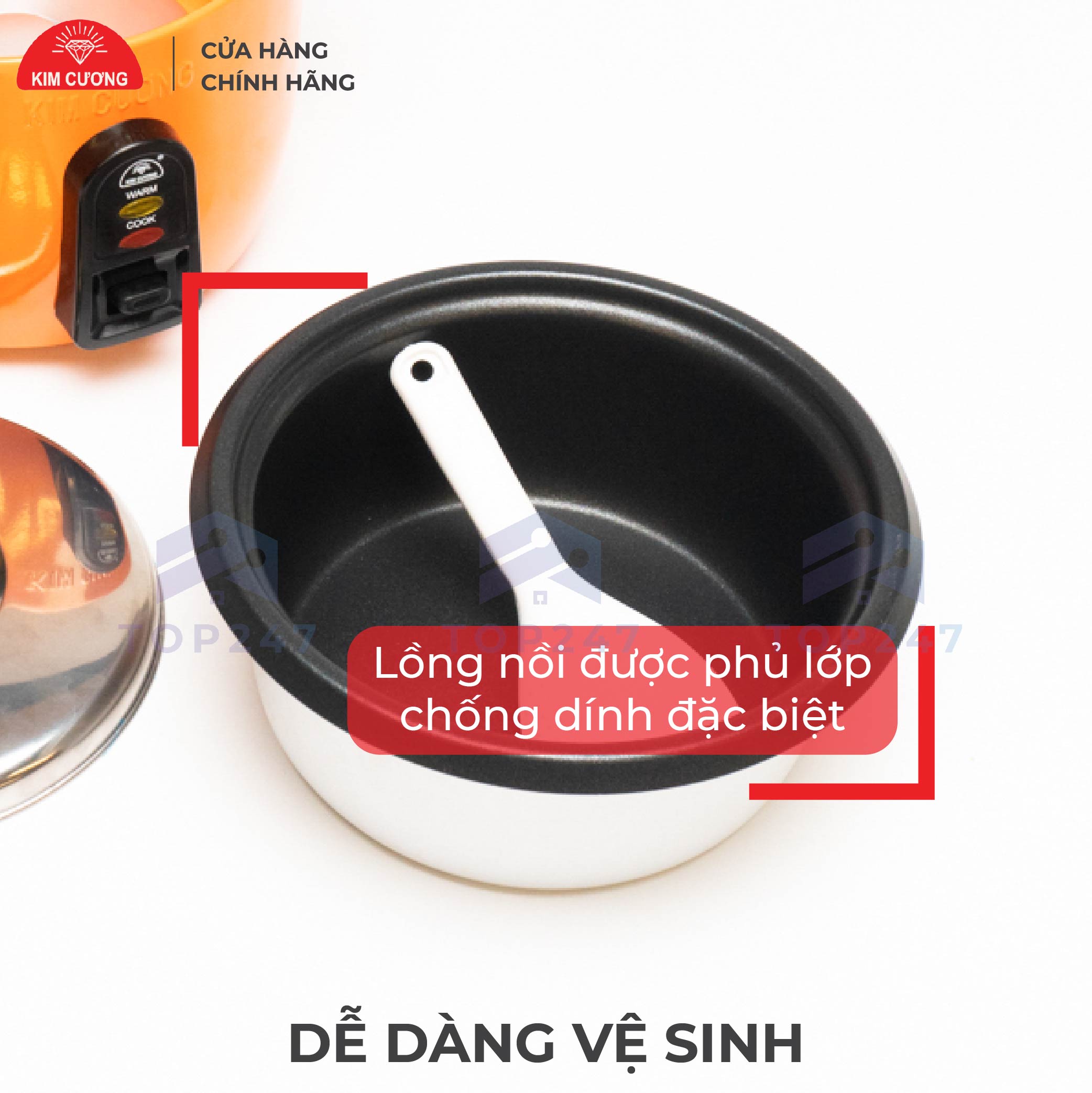 Nồi Cơm Điện Kim Cương - Nắp Rời Chống Dính 0.8 Lít [Chính Hãng]