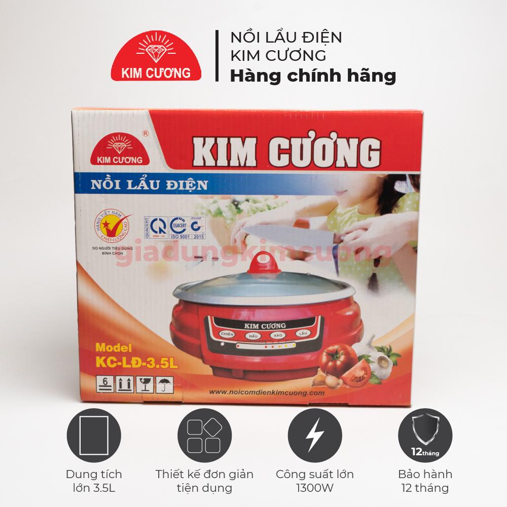 Nồi Lẩu Điện Đa Năng Kim Cương - Dung Tích 3.5 Lít [Bảo Hành Chính Hãng 1 Đổi 1]