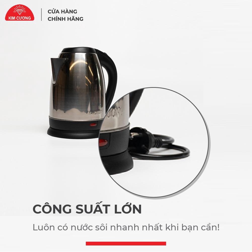 Ấm Đun Nước Siêu Tốc Inox 2 Lít Kim Cương [Bảo Hành Chính Hãng 12 Tháng]