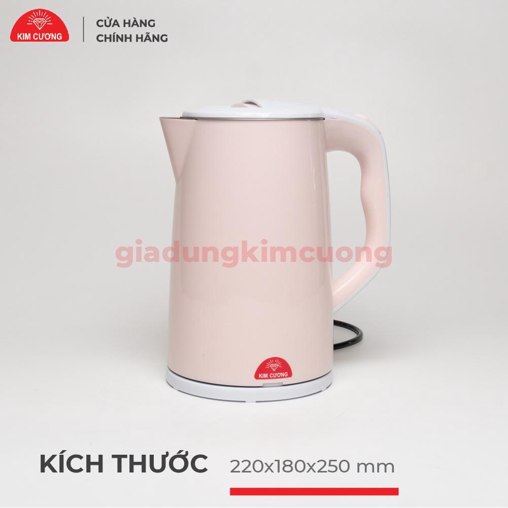 Ấm Đun Siêu Tốc 2.2 Lít Kim Cương - Nhựa Inox 2 Lớp [Bảo Hành Chính Hãng 12 Tháng]