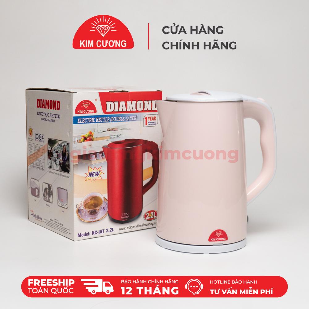 Ấm Đun Siêu Tốc 2.2 Lít Kim Cương - Nhựa Inox 2 Lớp [Bảo Hành Chính Hãng 12 Tháng]
