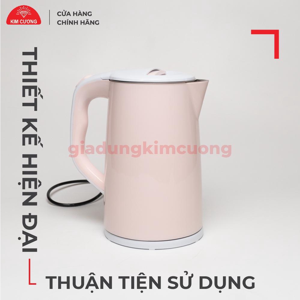Ấm Đun Siêu Tốc 2.2 Lít Kim Cương - Nhựa Inox 2 Lớp [Bảo Hành Chính Hãng 12 Tháng]