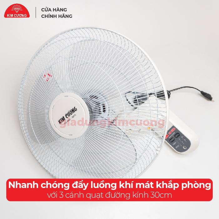 Quạt Treo Tường Remote Kim Cương - Điều Khiển Từ Xa [Bảo Hành Chính Hãng 12 Tháng]