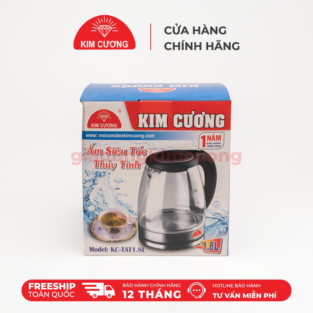 Ấm Đun Siêu Tốc Thủy Tinh 1.8 Lít Kim Cương [Bảo Hành Chính Hãng 12 Tháng]