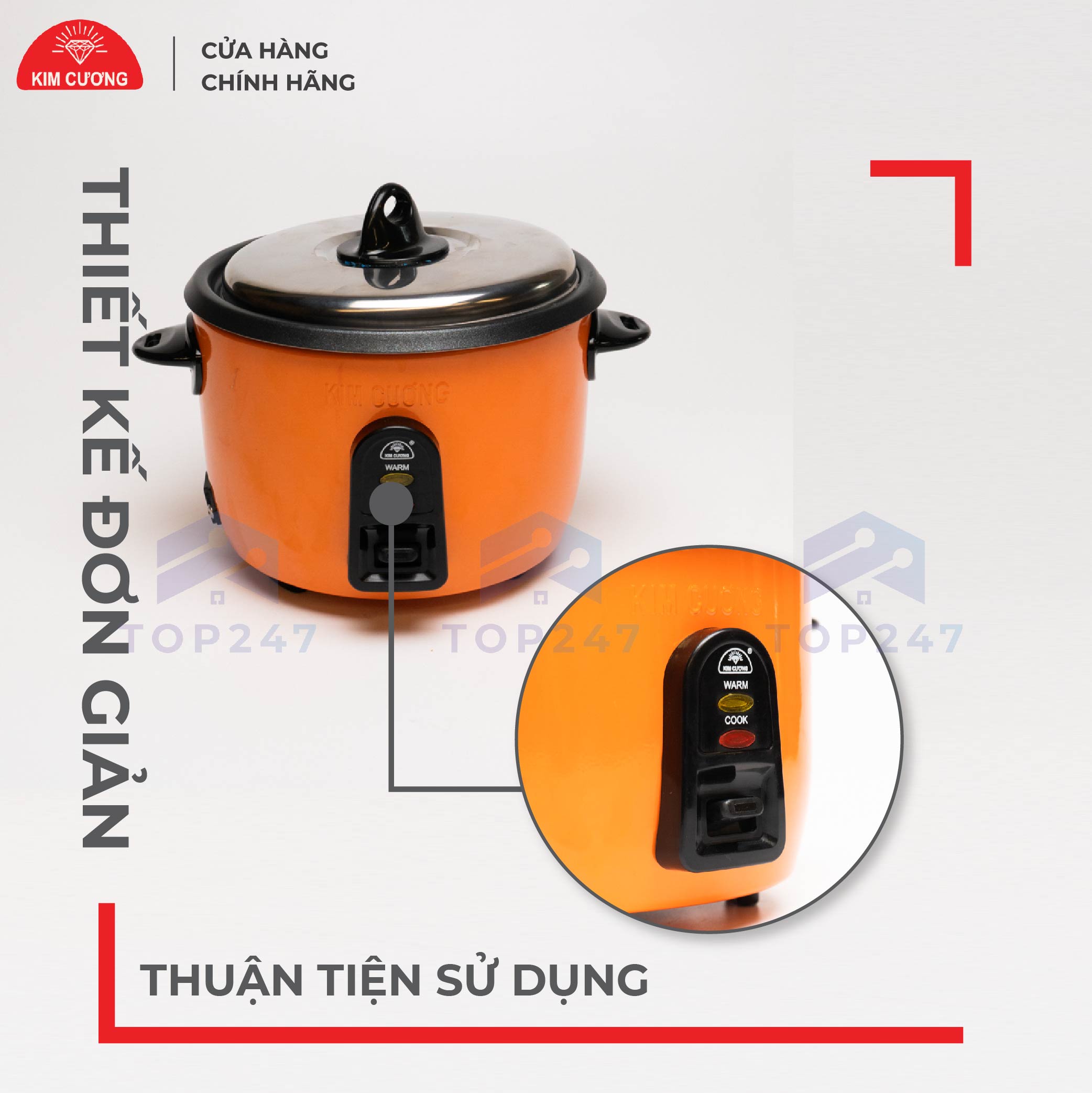 Nồi Cơm Điện Kim Cương - Nắp Rời Chống Dính 0.8 Lít [Chính Hãng]