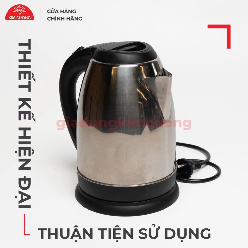 Ấm Đun Nước Siêu Tốc Inox 2 Lít Kim Cương [Bảo Hành Chính Hãng 12 Tháng]