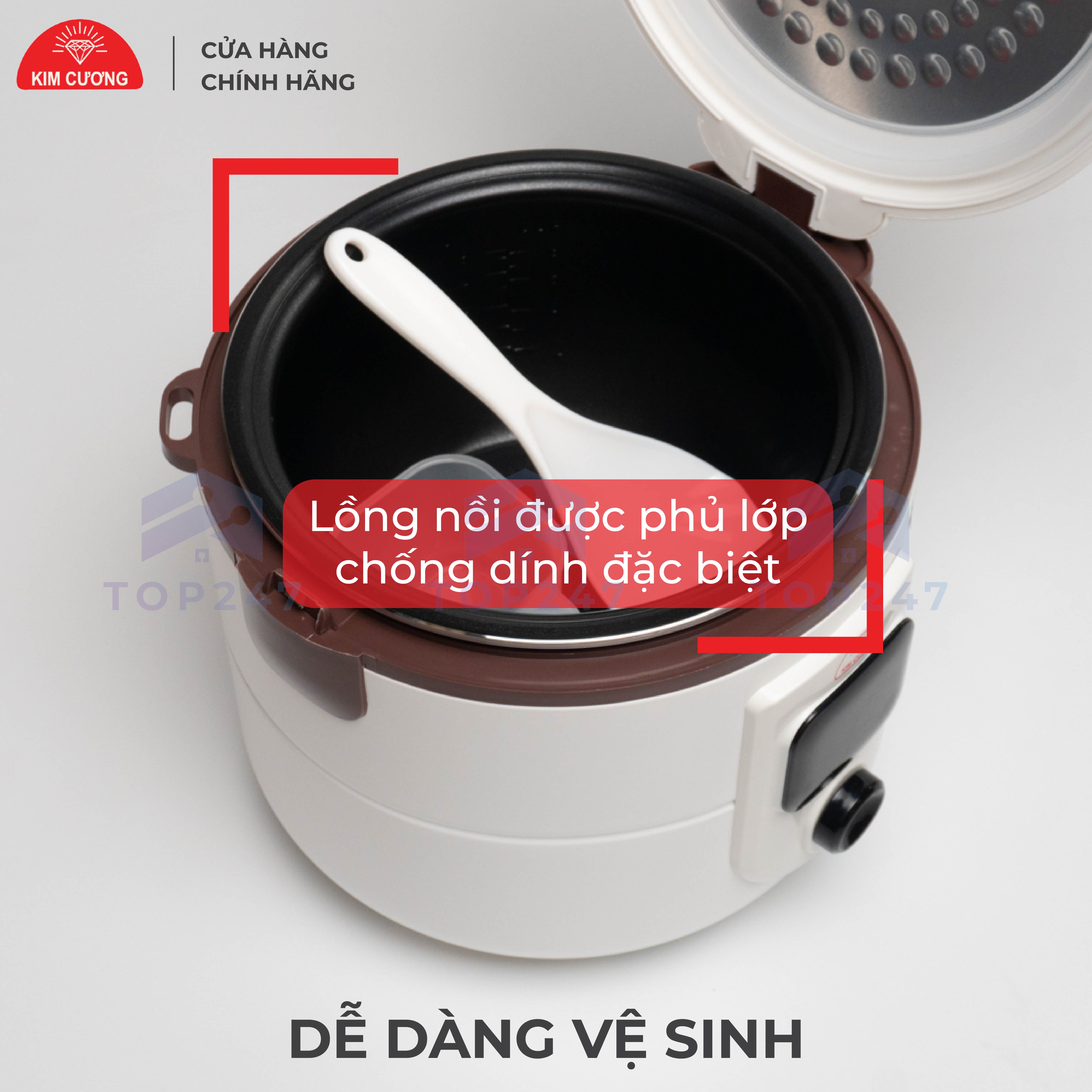 Nồi Cơm Điện Kim Cương - Nắp Gài Chống Dính 1.8 Lít Thông Minh [Chính Hãng]