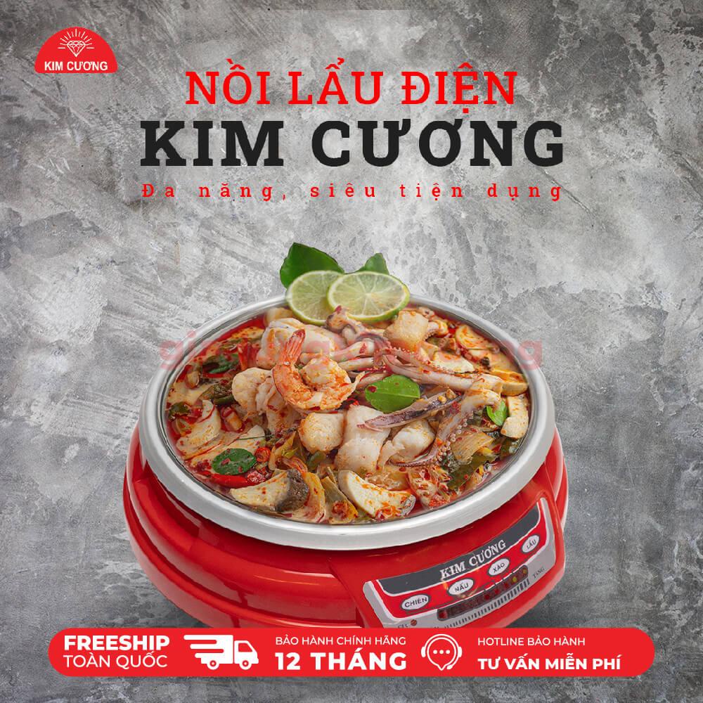 Nồi Lẩu Điện Đa Năng Kim Cương - Dung Tích 3.5 Lít [Bảo Hành Chính Hãng 1 Đổi 1]
