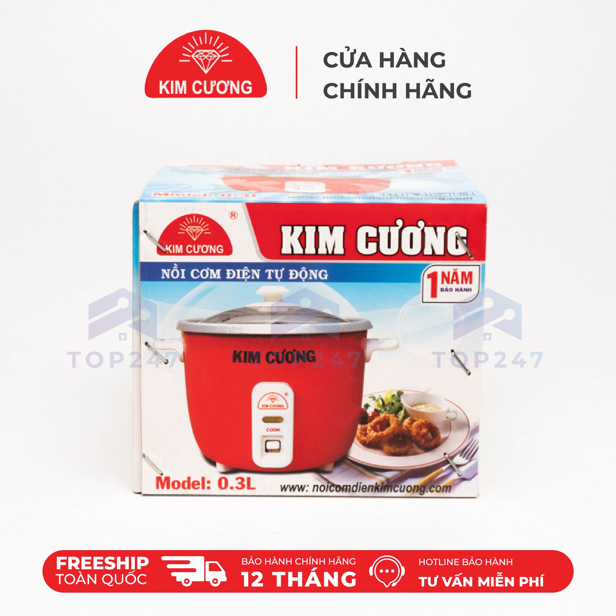 Nồi Cơm Điện mini Kim Cương 0.3 Lít Nắp Rời